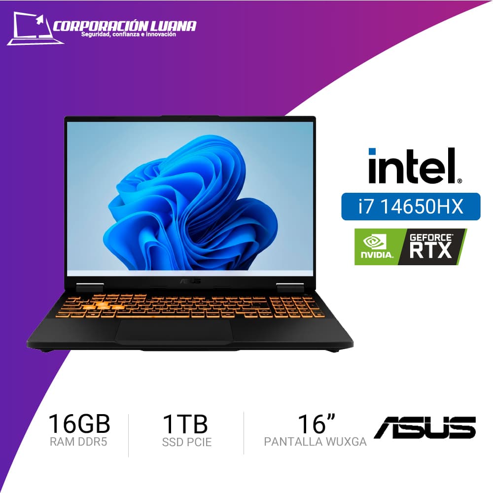 LAPTOP ASUS TUF GAMING FX608JHR-RV169 F16 INTEL CORE I7 14650HX ( 90NR0NA1-M008Y0 ) RAM 16GB DDR5 | SSD 1TB | 16" WUXGA IPS | RTX 5050 8GB | FREE OS