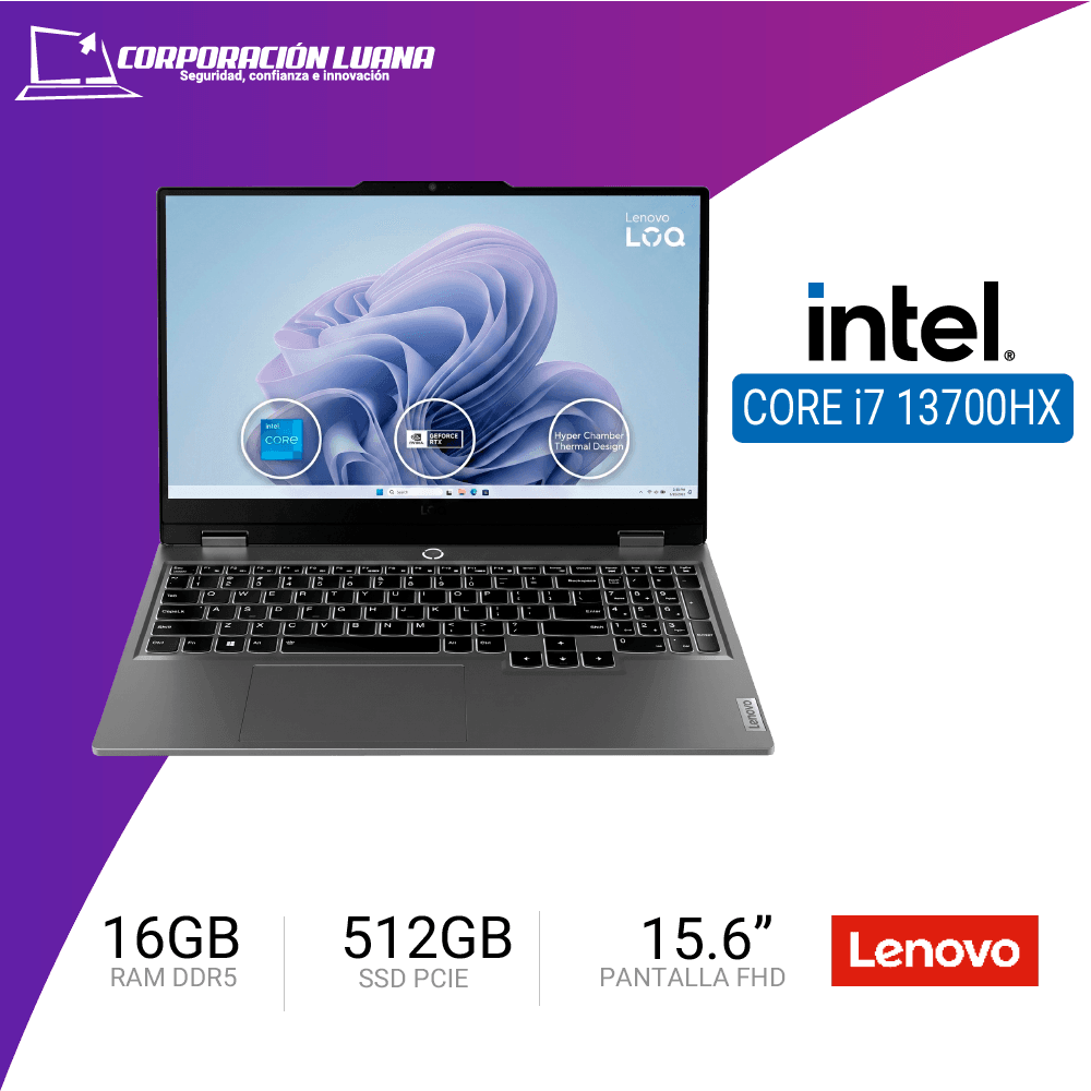 LAPTOP LENOVO LOQ 15IRX10 INTEL CORE I7 13700HX ( 83JE00Q8LM ) RAM 16GB DDR5 | SSD 512GB | 15.6" FHD IPS | RTX 5050 8GB | FREE OS