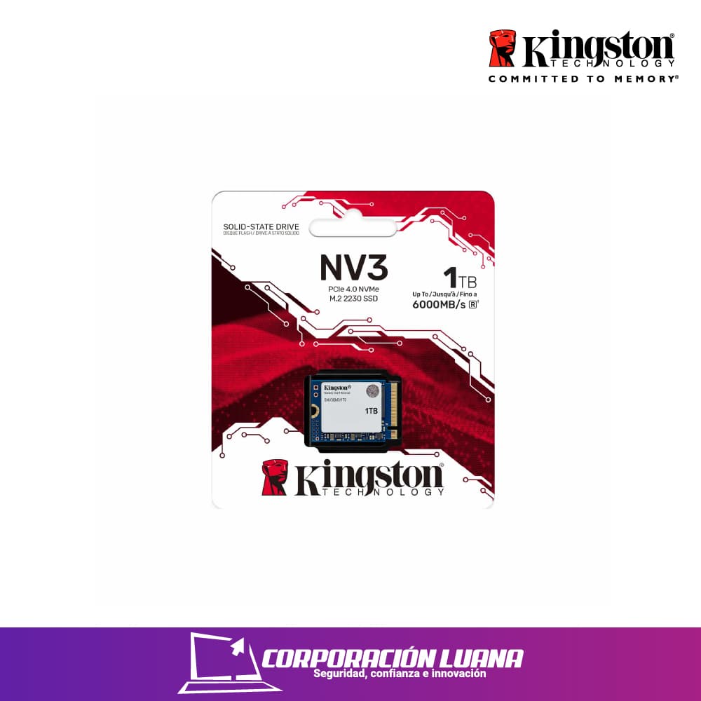 SSD KINGSTON NV3 1TB 2230 ( SNV3SM3/1T0 ) NVME PCIE 4.0 | LECTURA 6000MB - ESCRITURA 4000MB