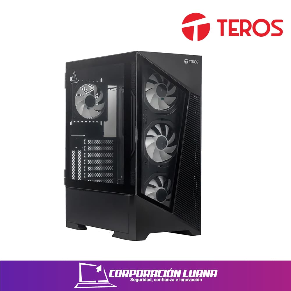 CASE GAMER TEROS ( TE-1333G ) S/FUENTE | MID TOWER | X3 FANES | NEGRO