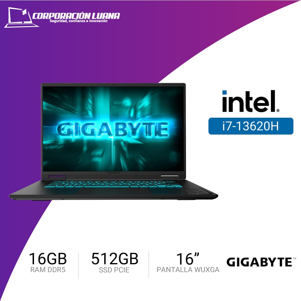 LAPTOP GAMER GIGABYTE A16 INTEL I7 13620H ( GAMING-A16CTHI3LA893PH ) 16GB DDR5 | SSD 512GB | 16" WUXGA 165HZ | RTX 5050 8GB | WINDOWS 11