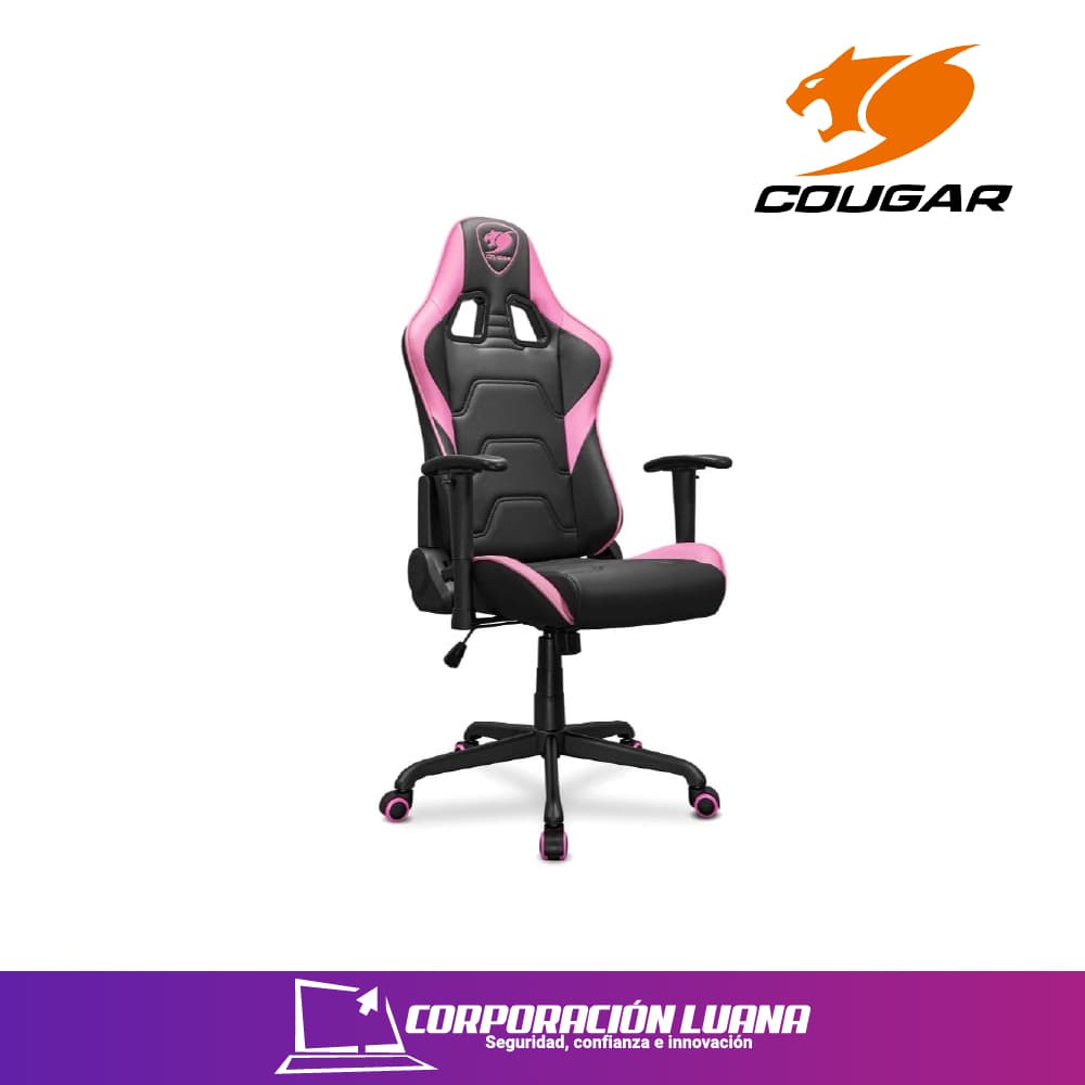 SILLA GAMER COUGAR ARMOR ELITE EVA NEGRO Y ROSADO DE CUERO
