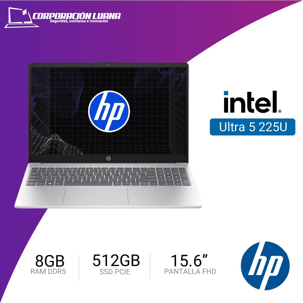 LAPTOP HP 15-FD2350LA INTEL CORE ULTRA 5 225U ( D2JV7LA#ABM ) RAM 8GB DDR5 | SSD 512GB | 15.6" FHD | INTEGRADA | WINDOWS 11 HOME