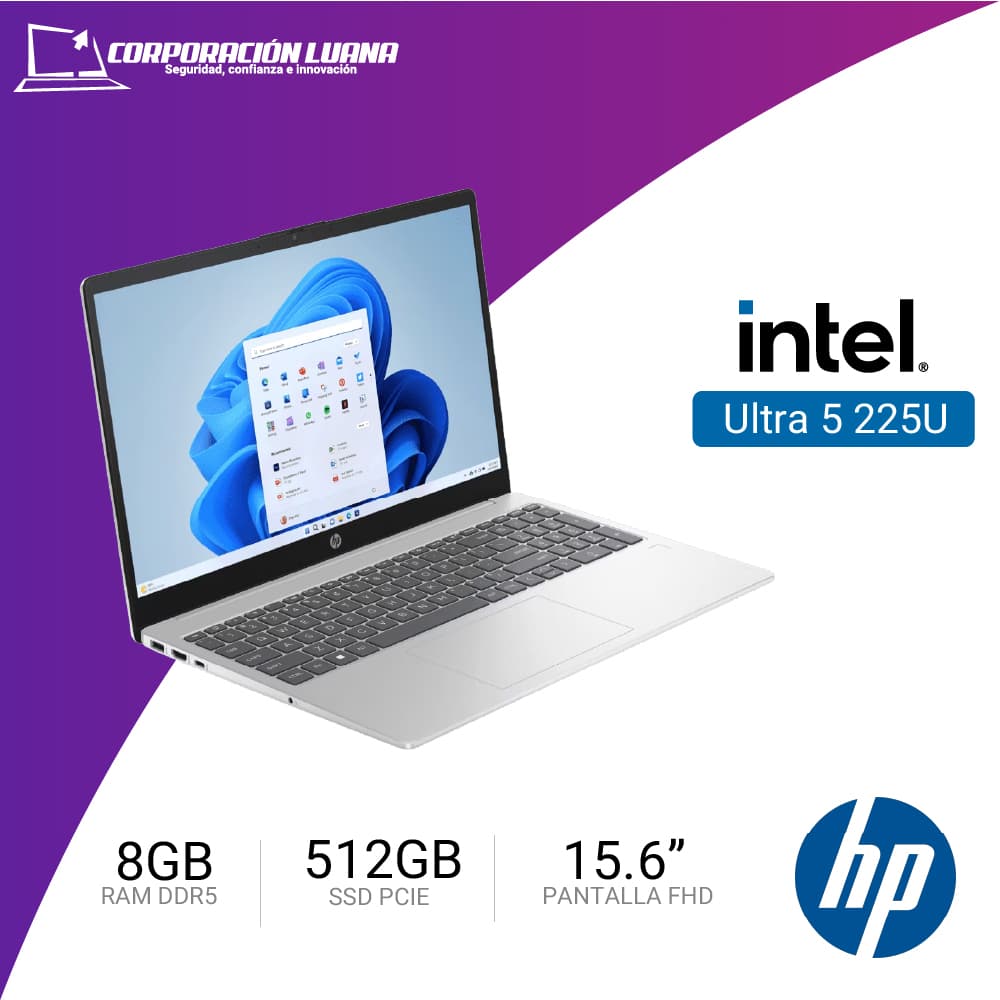 LAPTOP HP 15-FD2350LA INTEL CORE ULTRA 5 225U ( D2JV7LA#ABM ) RAM 8GB DDR5 | SSD 512GB | 15.6" FHD | INTEGRADA | WINDOWS 11 HOME