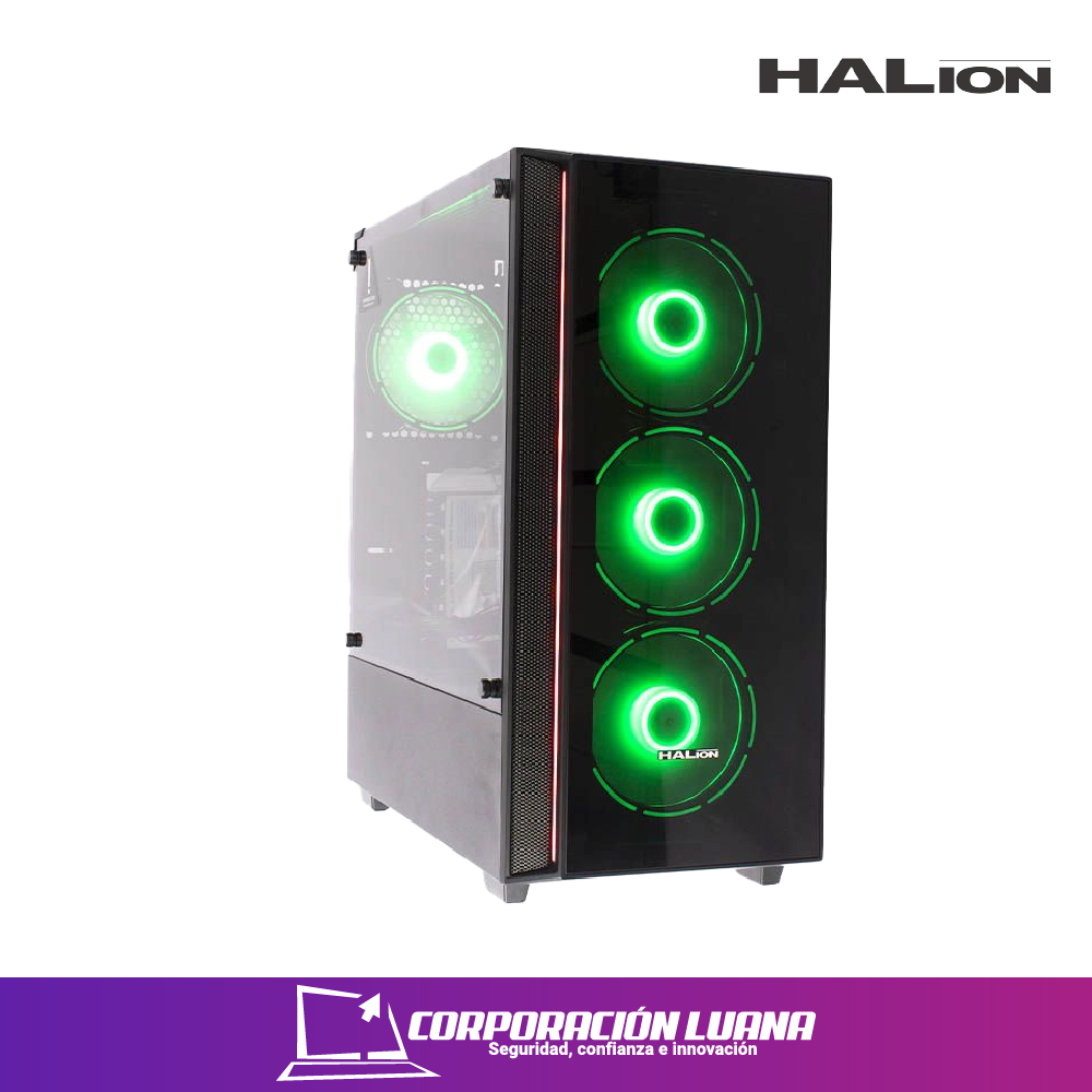 CASE HALION MIRAGE ( MIRAGE C302 ) S/FUENTE | 1 PANEL VIDRIO | 4 LED -RGB                                                                             