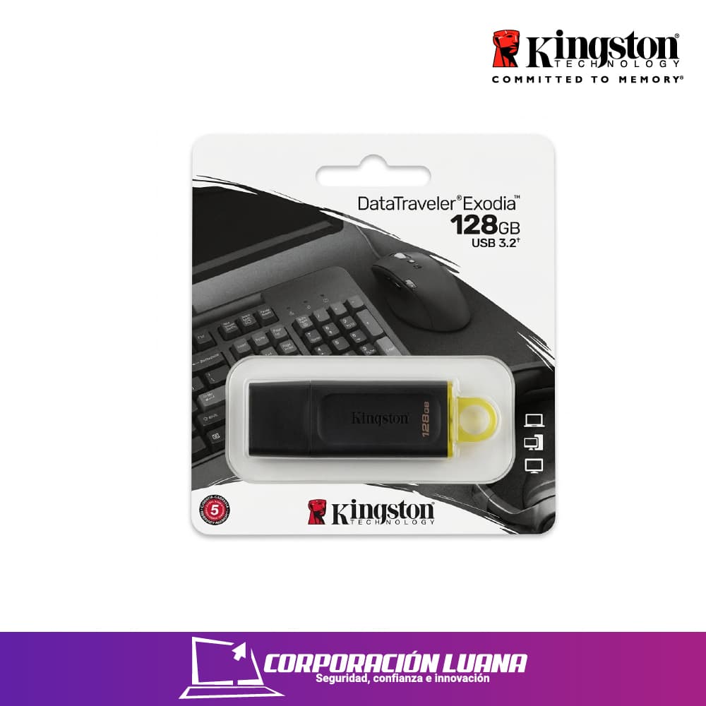 MEMORIA USB KINGSTON DATATRAVELER EXODIA 128GB ( DTX/128GB ) NEGRO - AMARILLO