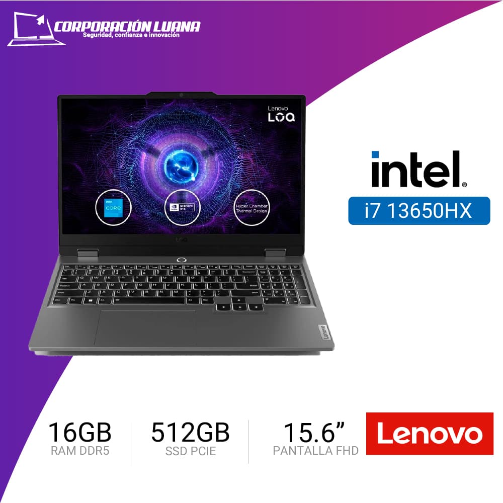 LAPTOP LENOVO LOQ INTEL CORE I7 13650HX ( 15IRX9 ) RAM 16GB DDR5 | SSD 512GB | RTX 4050 6GB DDR6 | FHD 15.6" | FREE OS