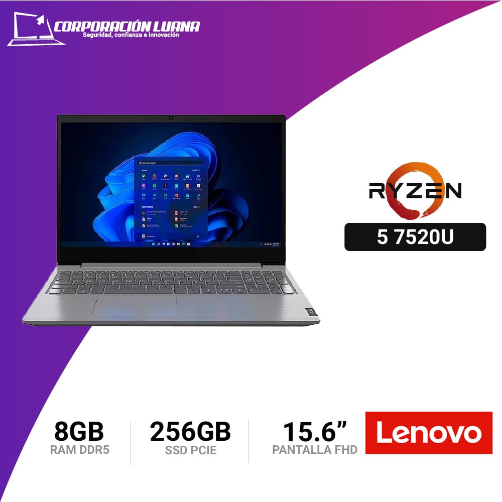 LAPTOP LENOVO V15 G4 AMD RYZEN 5 7520U ( V15-G4-AMN ) RAM 8GB | SSD 256GB | 15.6 FHD | FREEOS 82YU00X6LM