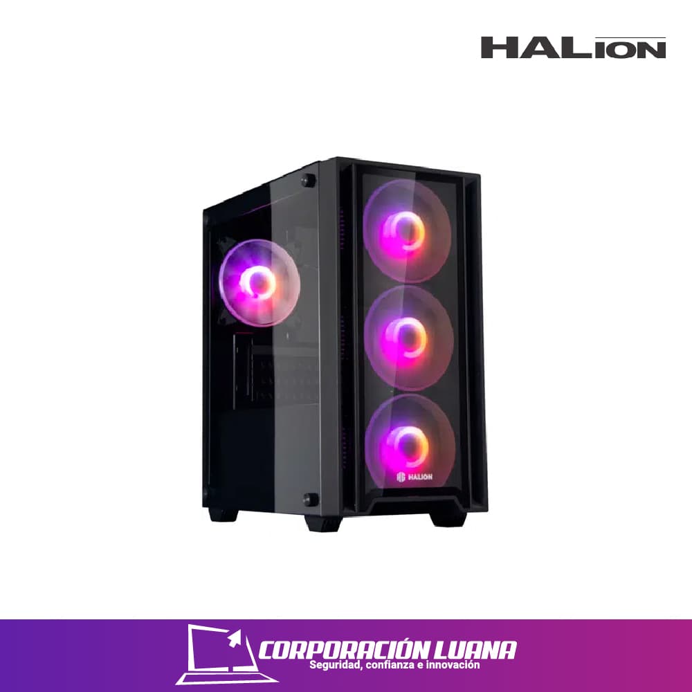 CASE HALION GAMER RAGNAROK ( 320 ) C/FUENTE 550W | X4 FAN RGB | NEGRO