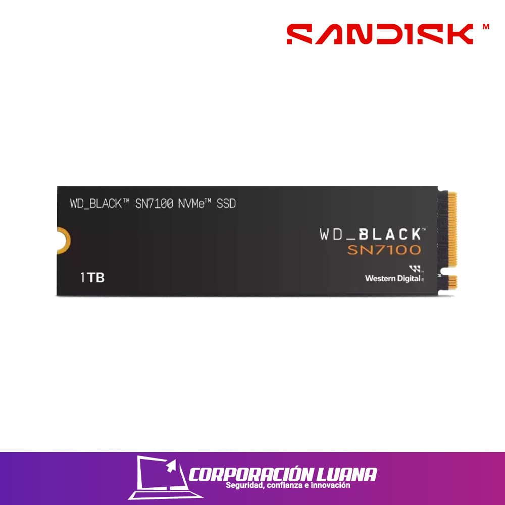 SSD WESTERN DIGITAL SN7100 1TB NVME BLACK ( WDS100T4X0E ) M.2 PCIE | HASTA 7250MB/S DE LECTURA