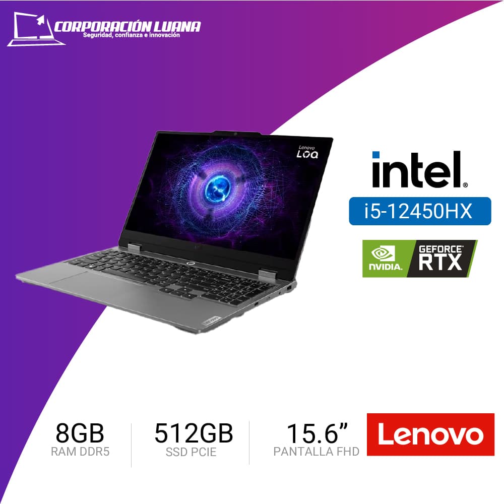 LAPTOP LENOVO LOQ 15IAX9 INTEL CORE I5 12450HX ( 83GS006WLM ) RAM 8GB | SSD 512GB | RTX 3050 6GB | 15.6" FHD | FREE OS