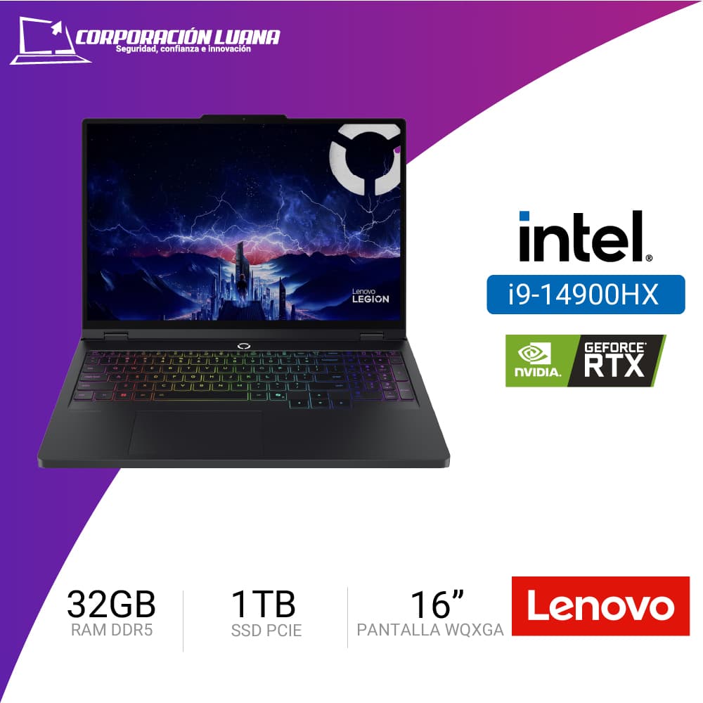 LAPTOP LENOVO LEGION PRO 5 INTEL CORE I9 14900HX 16IRX10 ( 83NN0058LM ) RAM 32GB DDR5 | SSD 1TB | RTX 5060 8GB | 16" WQXGA IPS | FREE OS