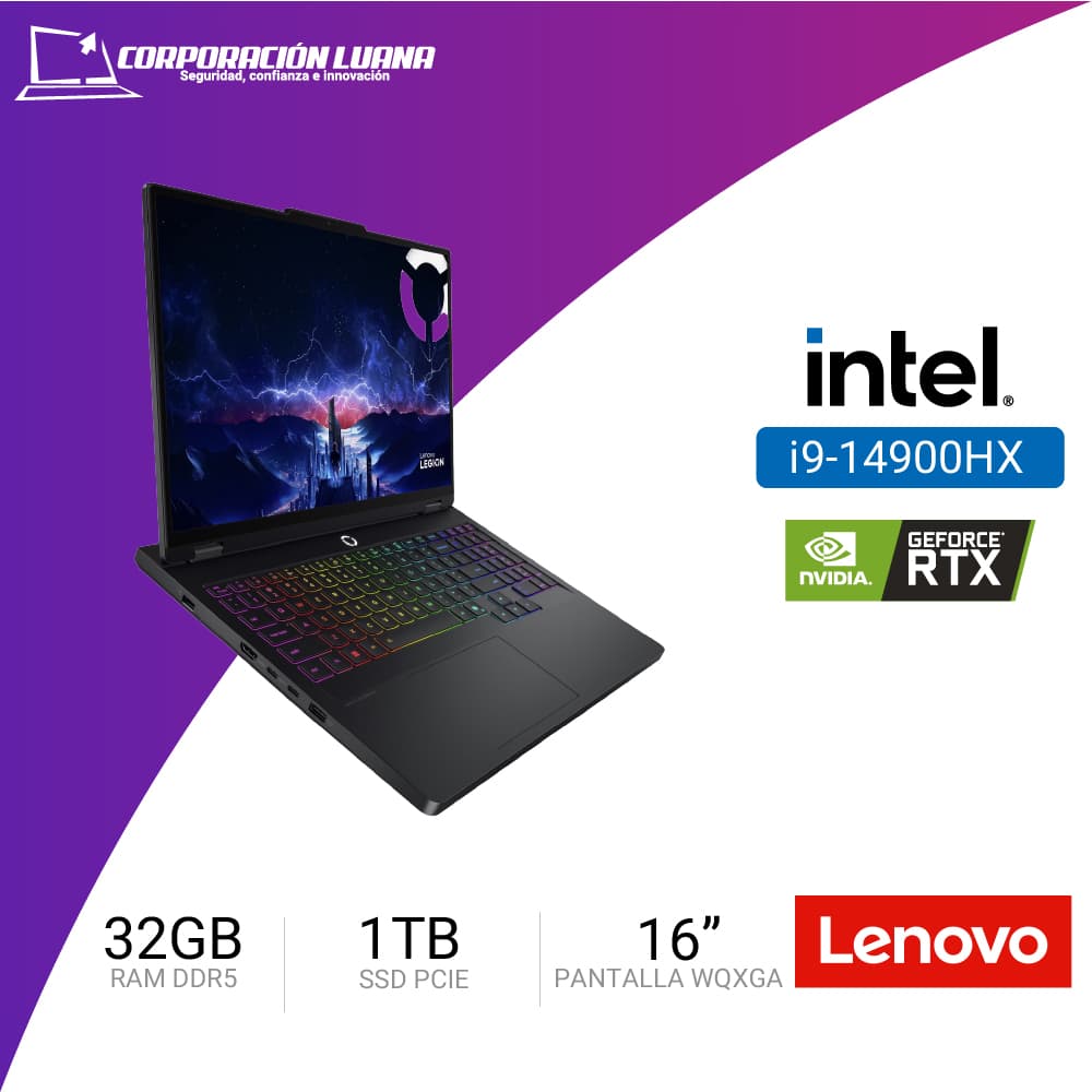 LAPTOP LENOVO LEGION PRO 5 INTEL CORE I9 14900HX 16IRX10 ( 83NN0058LM ) RAM 32GB DDR5 | SSD 1TB | RTX 5060 8GB | 16" WQXGA IPS | FREE OS