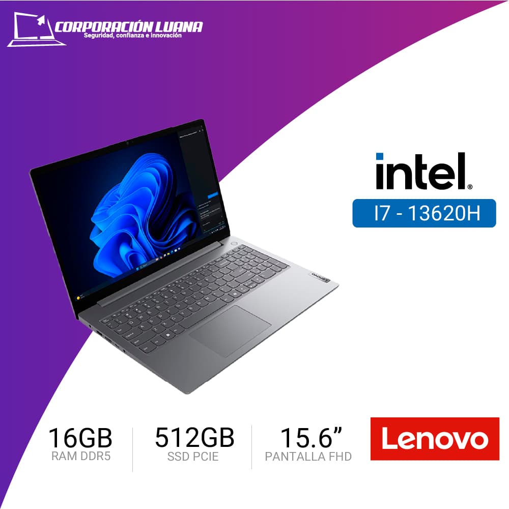 LAPTOP LENOVO V15 G5 IRL INTEL I7 13620H ( 83GW005HLD ) RAM 16GB DDR5 | SSD 512GB | 15.6" FHD | INTEGRADA | FREE OS | LUNA GREY