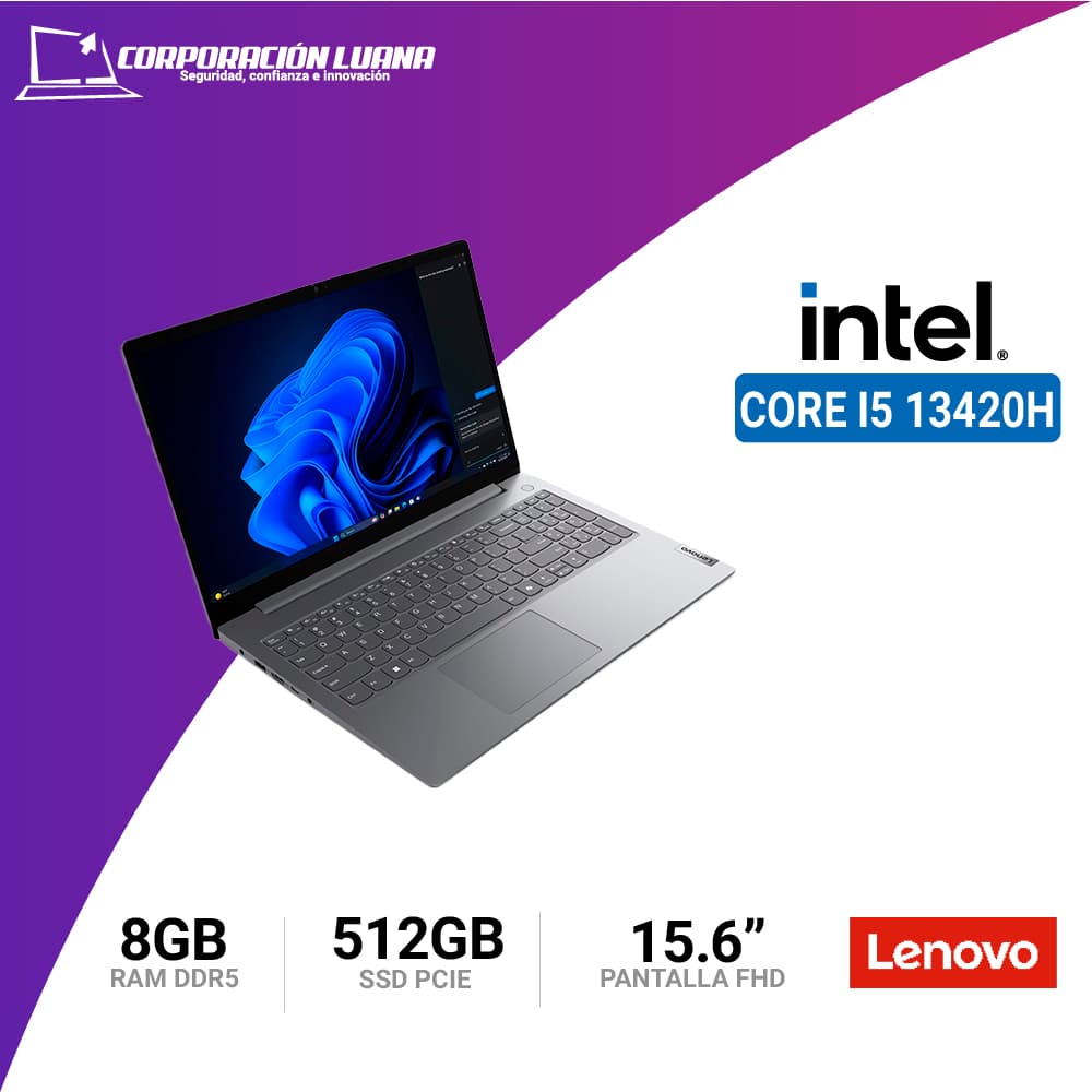 LAPTOP LENOVO V15 G5 IRL INTEL I5 13420H ( 83GW005LLD ) RAM 8GB DDR5 | SSD 512GB | 15.6" FHD | INTEGRADA | FREE OS | LUNA GREY