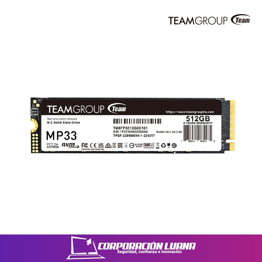 SSD M.2 TEAMGROUP MP33 512GB ( TM8FP6512GOC101) NVME | GEN 3X4