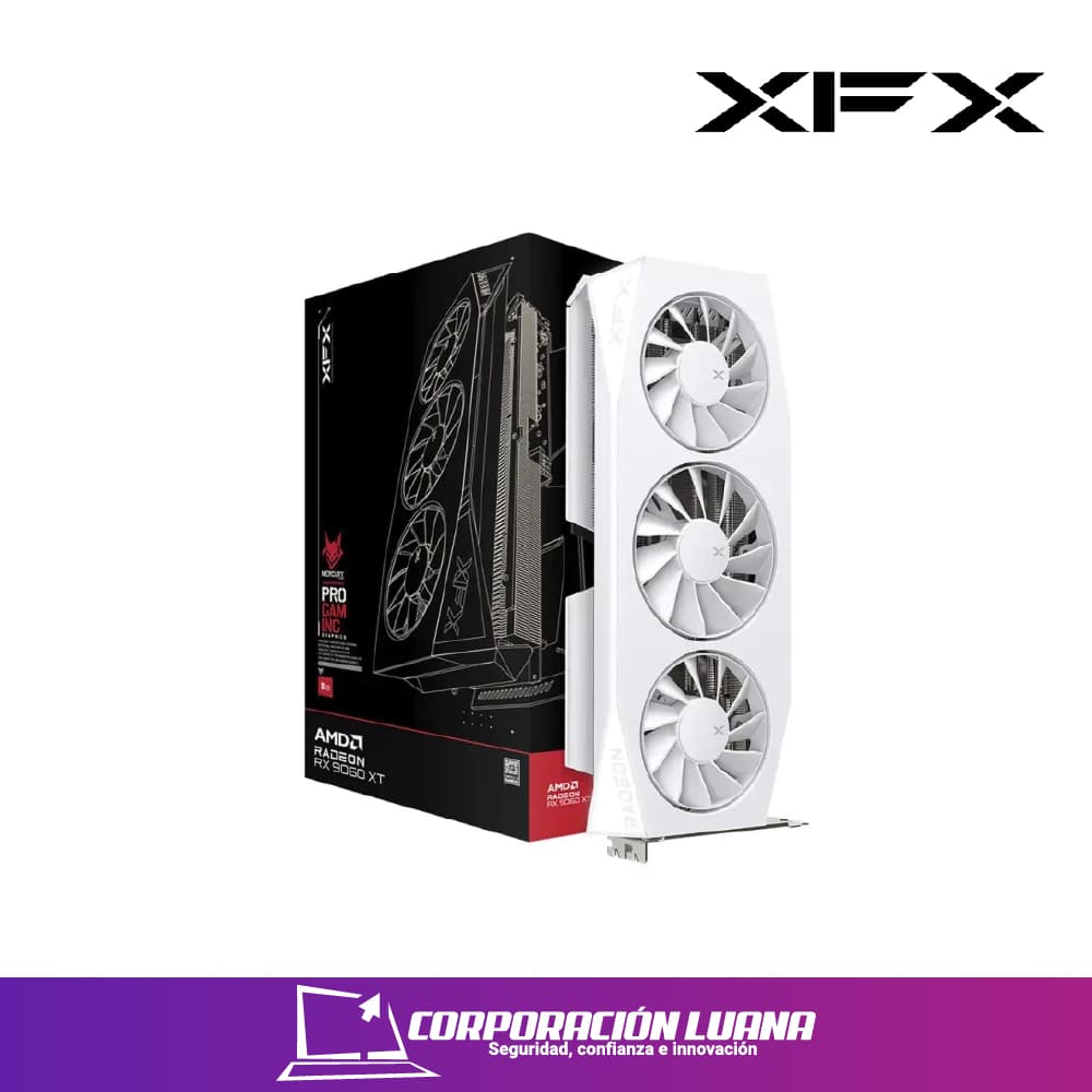 TARJETA DE VIDEO XFX RX 9060 XT OC BLANCA ( RX-96TS31 ) 16GB - GDDR6 | X3 FANES | 128 BIT | X2 DP - X1 HDMI