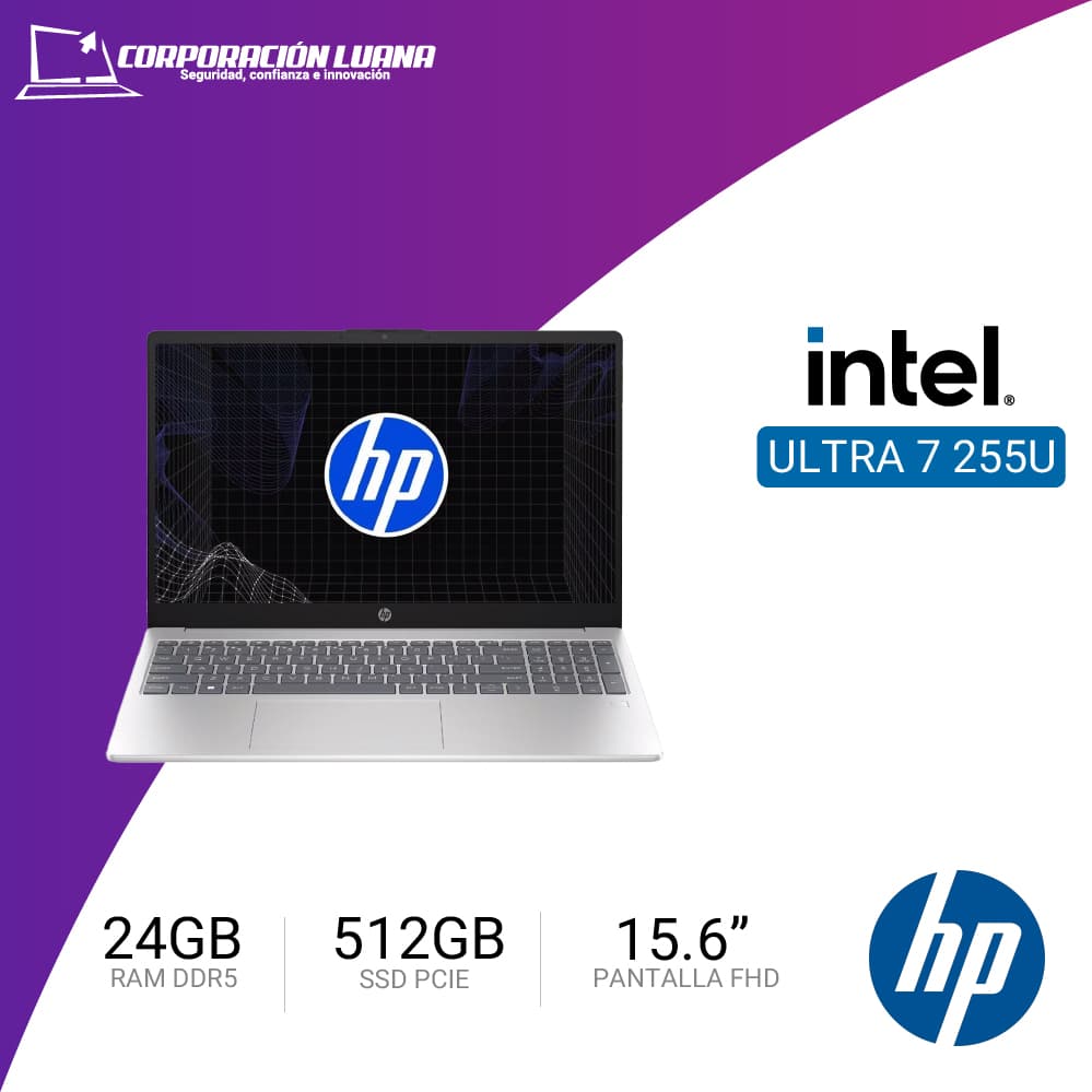 LAPTOP HP 15-FD2373LA INTEL CORE ULTRA 7 255U ( D2KA8LA#ABM ) RAM 24GB DDR5 | SSD 512GB | 15.6" FHD | INTEGRADA | WINDOWS 11 HOME