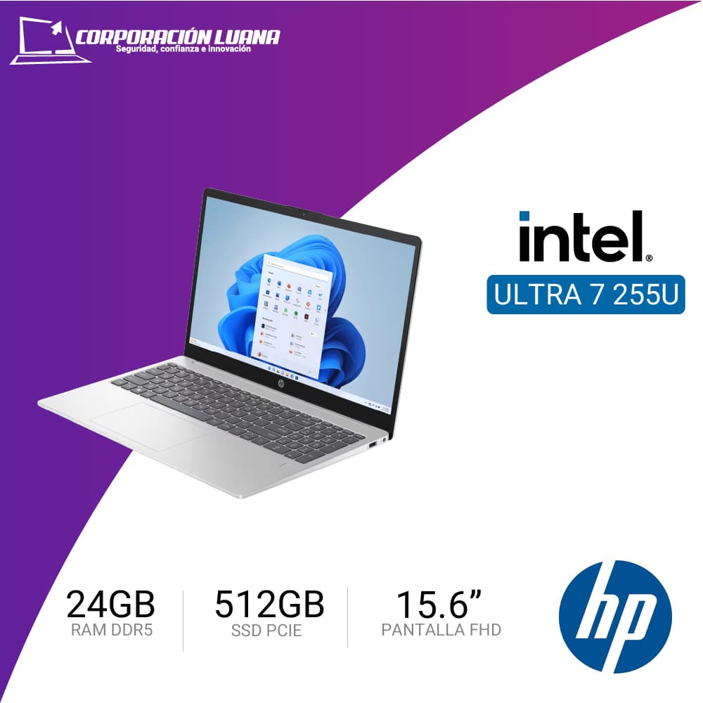 LAPTOP HP 15-FD2373LA INTEL CORE ULTRA 7 255U ( D2KA8LA#ABM ) RAM 24GB DDR5 | SSD 512GB | 15.6" FHD | INTEGRADA | WINDOWS 11 HOME