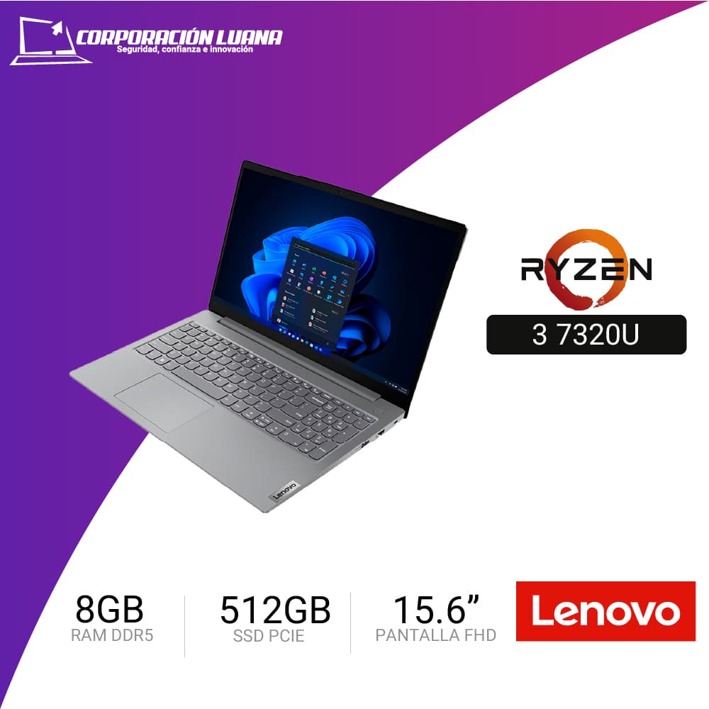 LAPTOP LENOVO V15 G4 AMD RYZEN 3 7320U ( 82YU017LLM ) RAM 8GB DDR5 | SSD 512GB | 15.6" FHD TN | INTEGRADA | FREE OS | GRIS