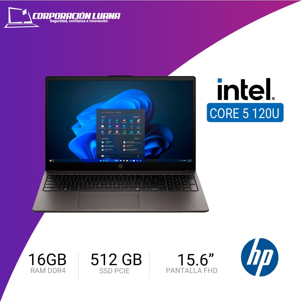 LAPTOP HP 250R G10 INTEL CORE 5 120U ( C78DYAT#ABM ) 16GB DDR4 | SSD 512GB | 15.6" HD | INTEGRADA | FREE OS