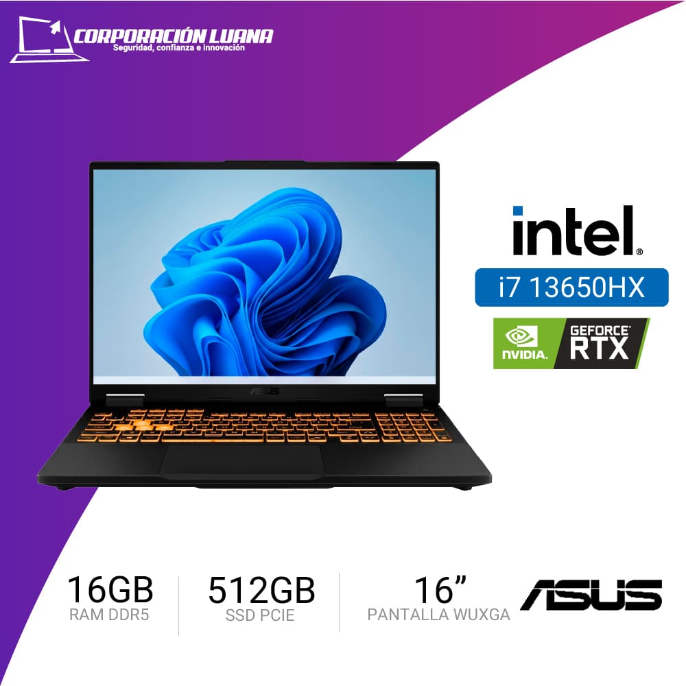LAPTOP ASUS TUF GAMING FX608JMR-RV352 F16 INTEL CORE I7 13650HX ( 90NR0NB1-M00KY0 ) RAM 16GB DDR5 | SSD 512GB | 16" WUXGA | RTX 5060 8GB | FREE OS
