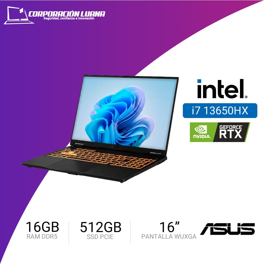 LAPTOP ASUS TUF GAMING FX608JMR-RV352 F16 INTEL CORE I7 13650HX ( 90NR0NB1-M00KY0 ) RAM 16GB DDR5 | SSD 512GB | 16" WUXGA | RTX 5060 8GB | FREE OS
