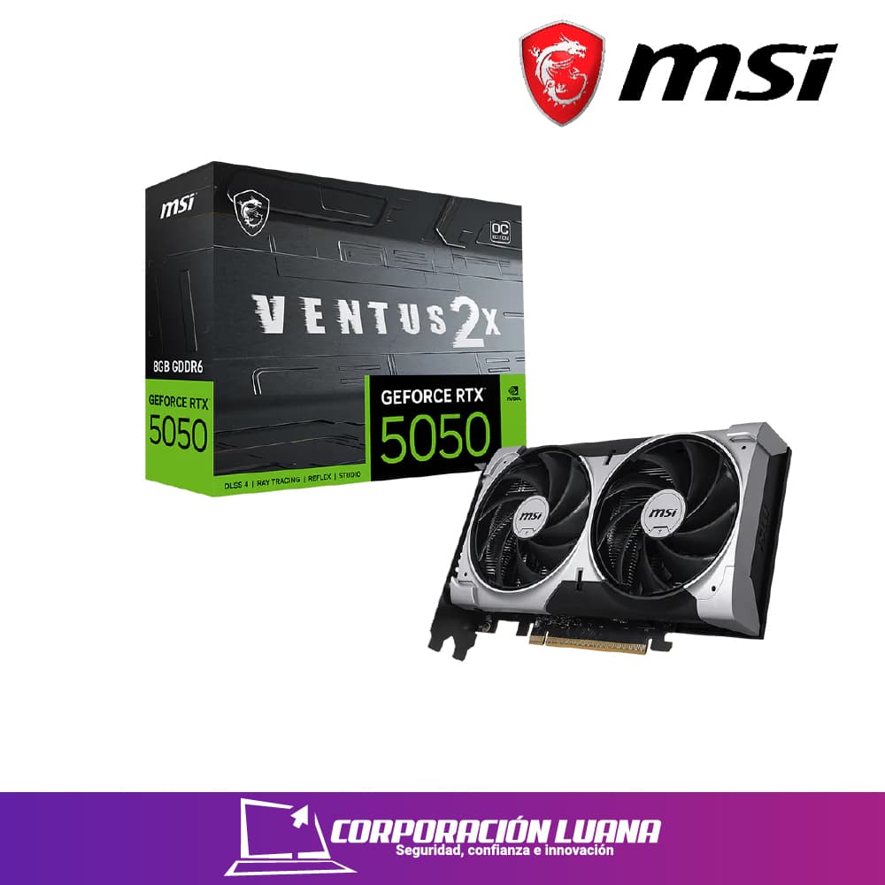 TARJETA DE VIDEO MSI RTX 5050 VENTUS 2X OC ( 912-V538-017 ) 8GB - GDDR6 | X2 FANES | 128 BIT | HDMI - DP