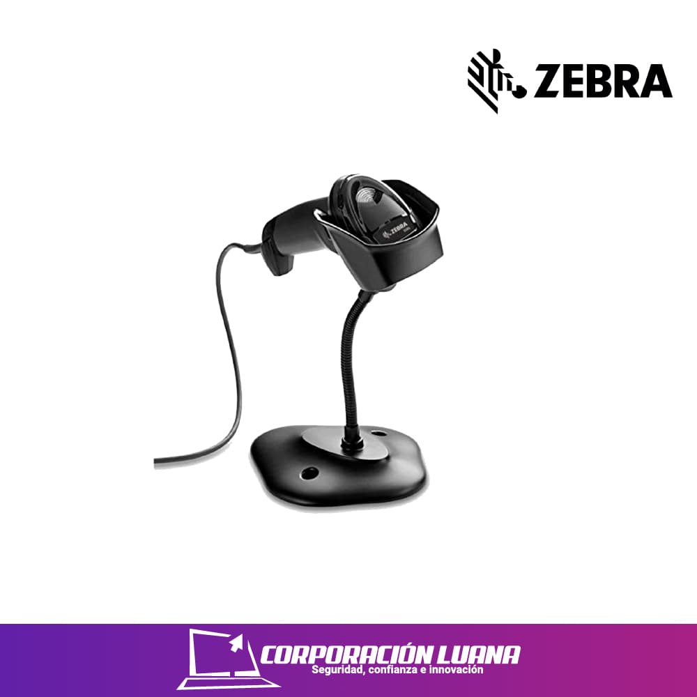 LECTOR DE CODIGO DE BARRAS ZEBRA DS2208 ( DS2208-SR7U2100SGW ) NEGRO | USB + SOPORTE