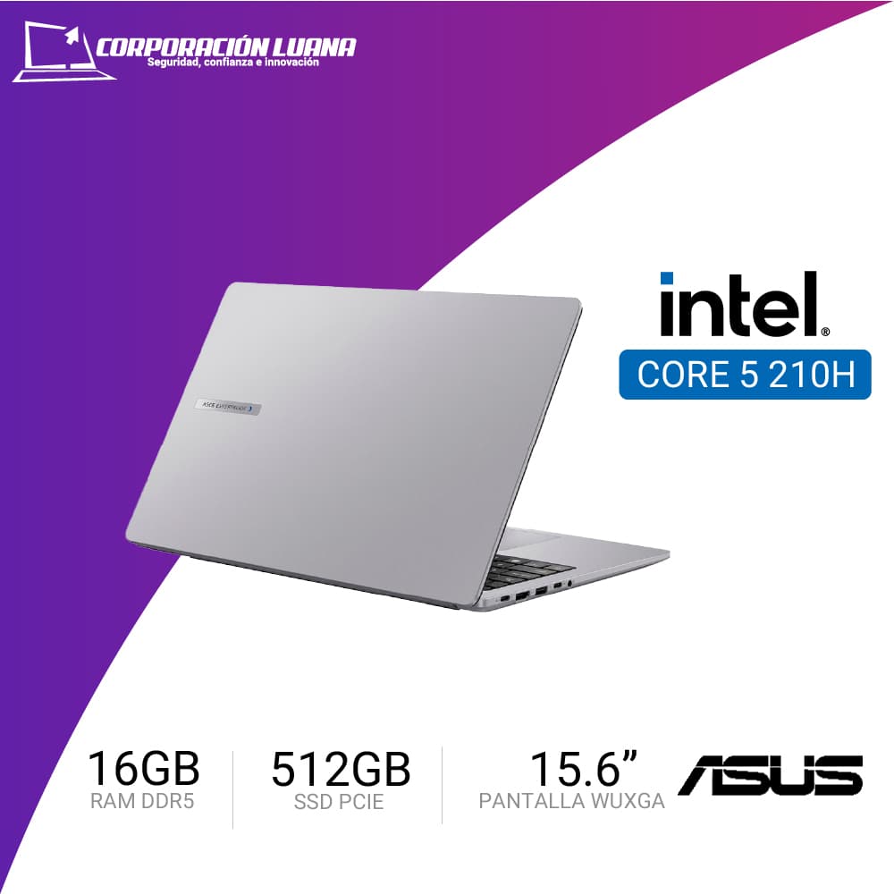 LAPTOP ASUS EXPERTBOOK P1503CVA-S72381 INTEL CORE 5 210H ( 90NX0881-M02P90 ) RAM 16GB DDR5 | SSD 512GB | 15.6" FHD IPS | INTEGRADA | FREE OS
