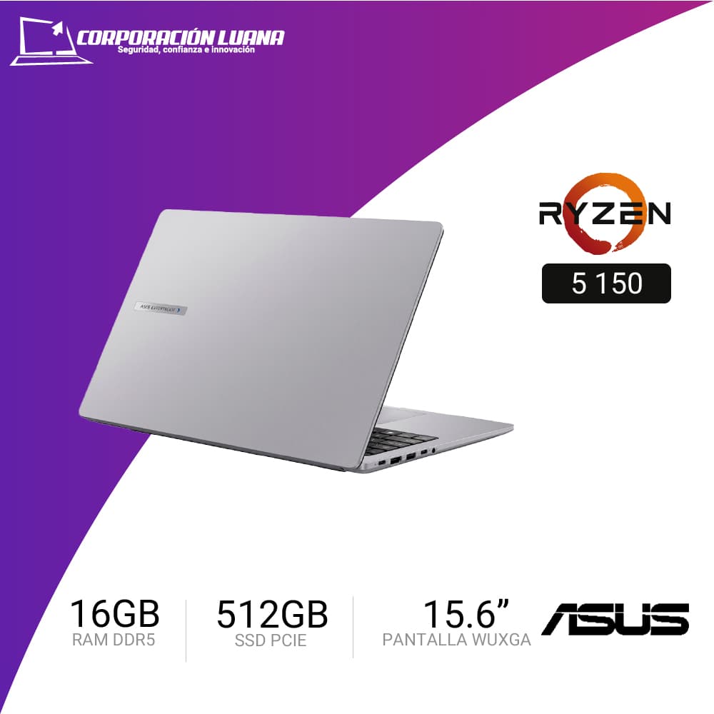 LAPTOP ASUS EXPERTBOOK PM1503CDA-S70014 AMD RYZEN 5 150 ( 90NX09D1-M00LB0 ) RAM 16GB DDR5 | SSD 512GB | 15.6" FHD IPS | INTEGRADA | FREE OS