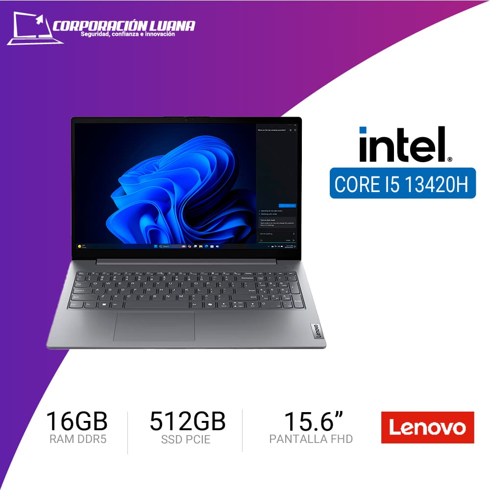 LAPTOP LENOVO V15 G5 IRL INTEL CORE I5 13420H ( 83GW005JLD ) RAM 16GB DDR5 | SSD 512GB | 15.6" FHD | INTEGRADA | FREE OS