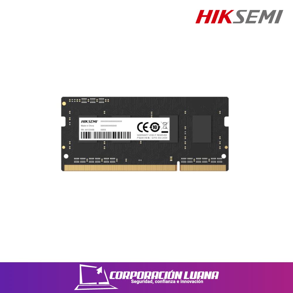 MEMORIA RAM SODIMM HIKSEMI 16GB 2666 MHZ ( HSC416S26Z1 ) DDR4 | CL19 | 1.2V | NEGRO | 260 PINES