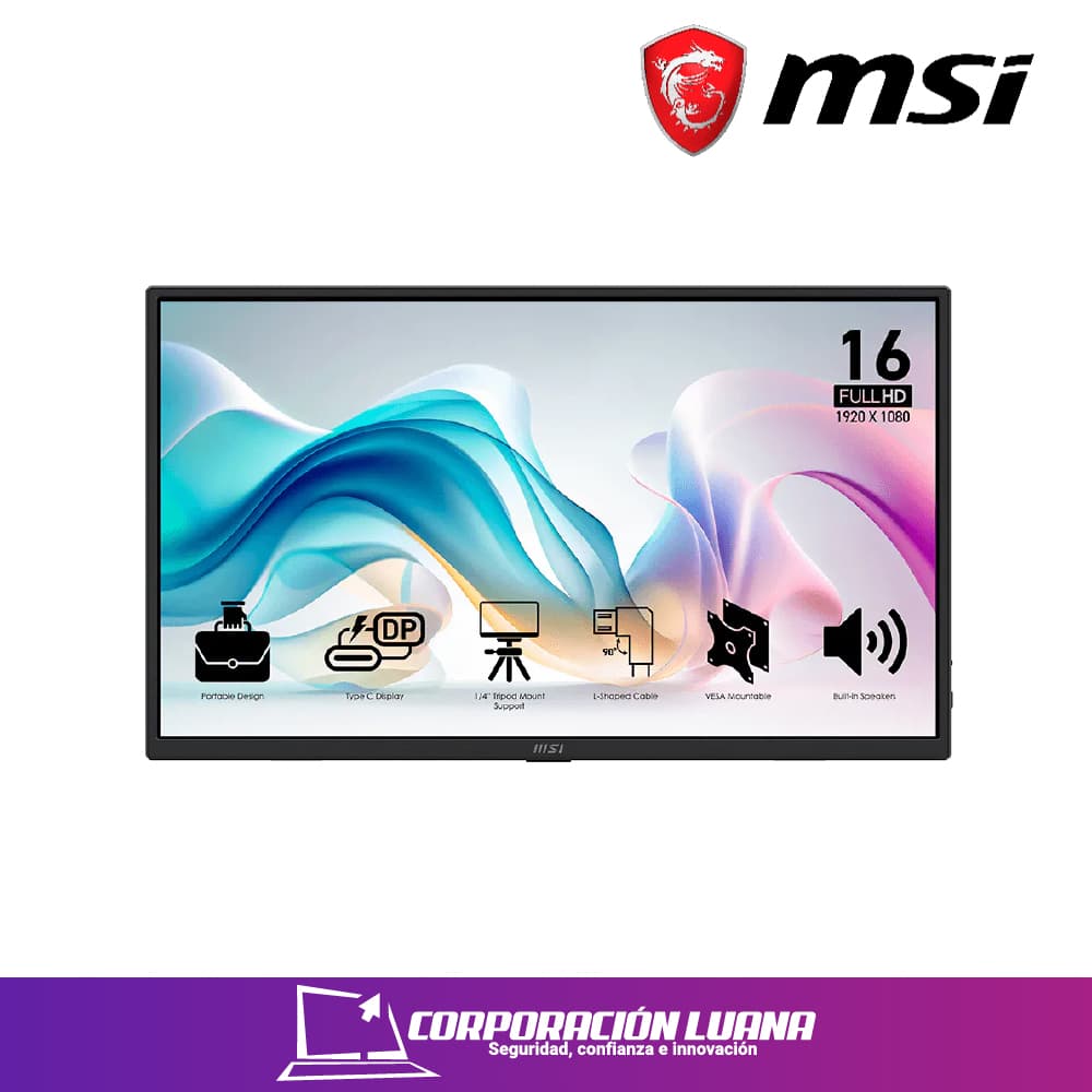 MONITOR PORTATIL MSI PRO 16" ( PRO-MP165-E6 ) IPS | FHD - 60HZ | HDMI