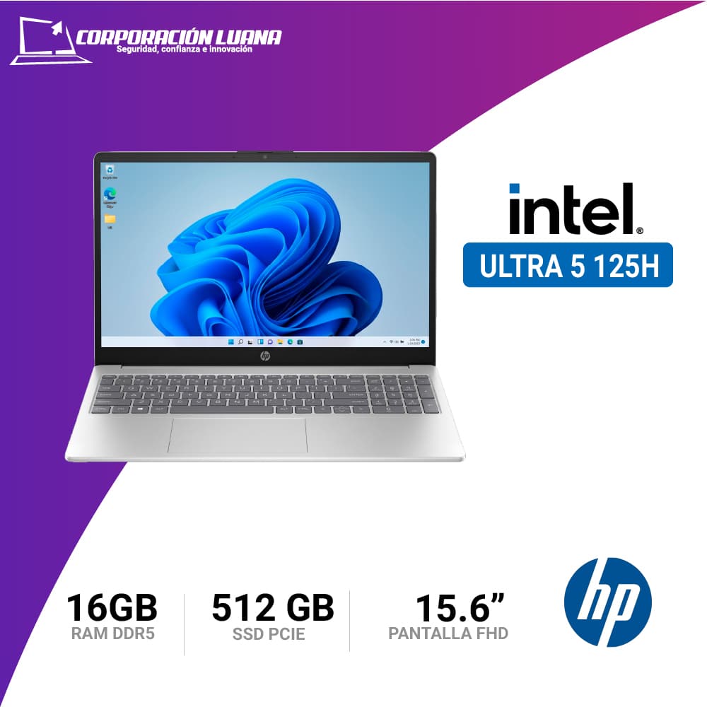 LAPTOP HP 15-FD1253LA INTEL CORE ULTRA 5 125H ( C2LD3LA#ABM ) 16GB DDR5 | SSD 512GB | 15.6" FHD | INTEGRADA | FREE OS | PLATINO