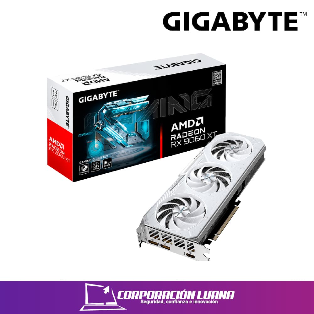 TARJETA DE VIDEO GIGABYTE RX 9060 XT GAMING OC ICE ( GV-R906XGAMINGOCICE-16GD) 16GB GDDR6 | 128 BIT | X3 FANES | X2 DP - 1 HDMI