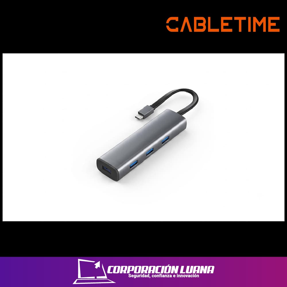 ADAPTADOR HUB CABLETIME ( CB21G ) USB-C | 4 EN 1 USB-A