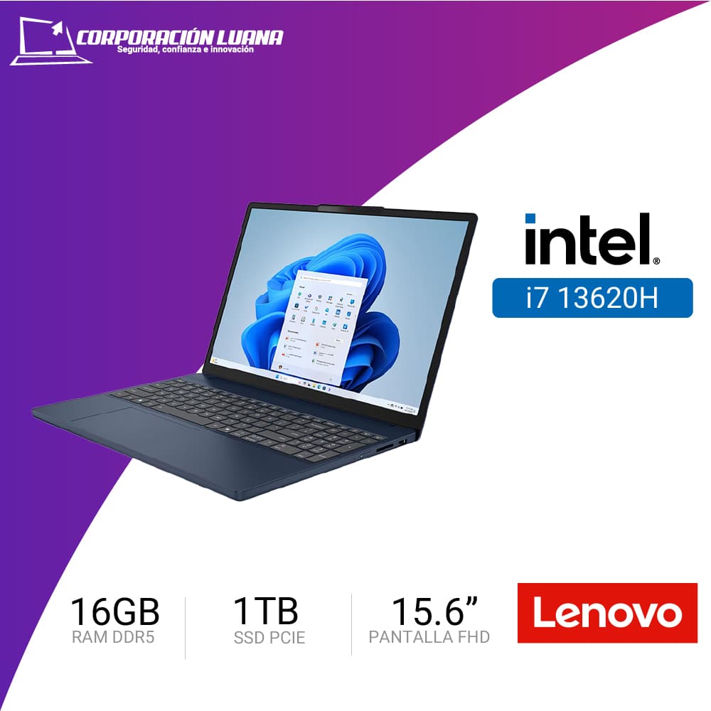 LAPTOP LENOVO IDEAPAD SLIM 3 15IR10 INTEL CORE I7 13620H ( 83K101FFLM ) RAM 16GB DDR5 | 15.6" FHD | INTEGRADA | SSD 1TB | FREE OS