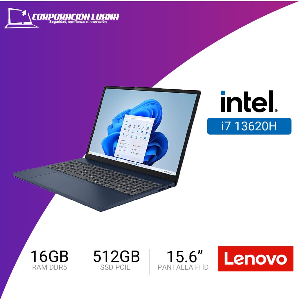 LAPTOP LENOVO IDEAPAD SLIM 3 15IR10 INTEL CORE I7 13620H ( 83K101FFLM ) RAM 16GB DDR5 | 15.6" FHD | INTEGRADA | SSD 512GB | FREE OS