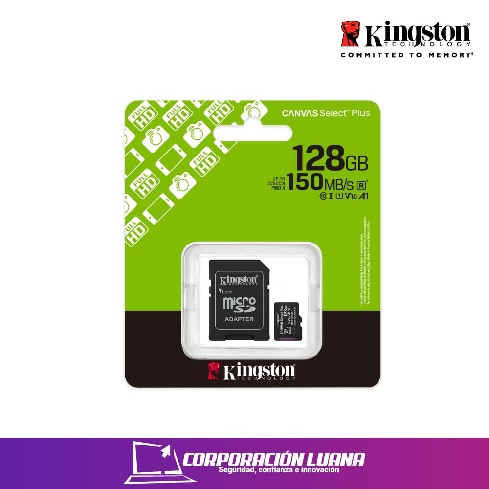 MEMORIA MICRO SD KINGSTON CANVAS SELECT PLUS 128GB ( SDCS3/128GB ) CLASE 10