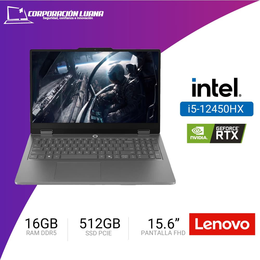 LAPTOP LENOVO LOQ E 15IRX11 INTEL I5 13450HX ( 83SC0055LM ) RAM 16GB DDR5 | SSD 512GB | 15.6" FHD | RTX 5050 8GB | FREE DOS | GRIS