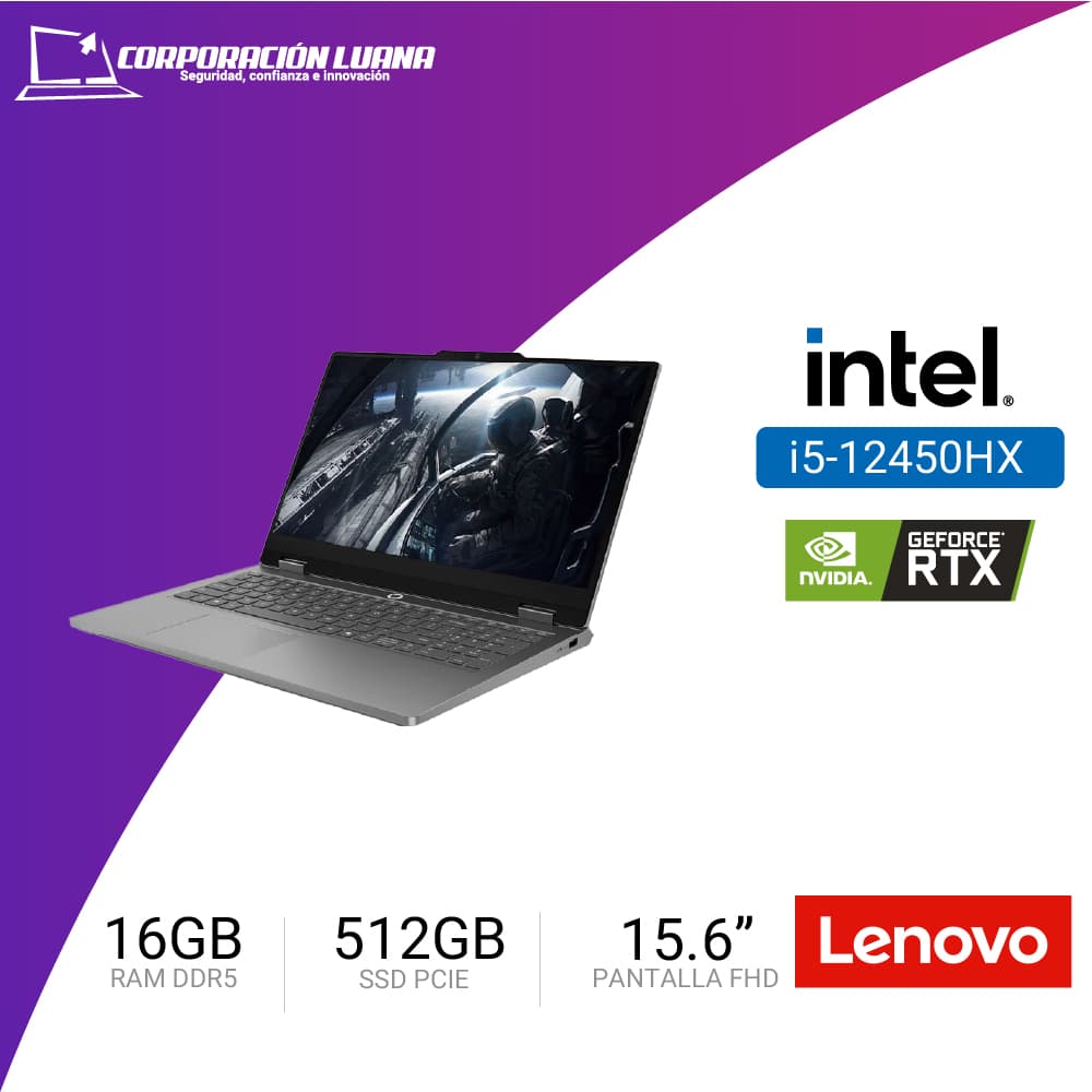 LAPTOP LENOVO LOQ E 15IRX11 INTEL I5 13450HX ( 83SC0055LM ) RAM 16GB DDR5 | SSD 512GB | 15.6" FHD | RTX 5050 8GB | FREE DOS | GRIS