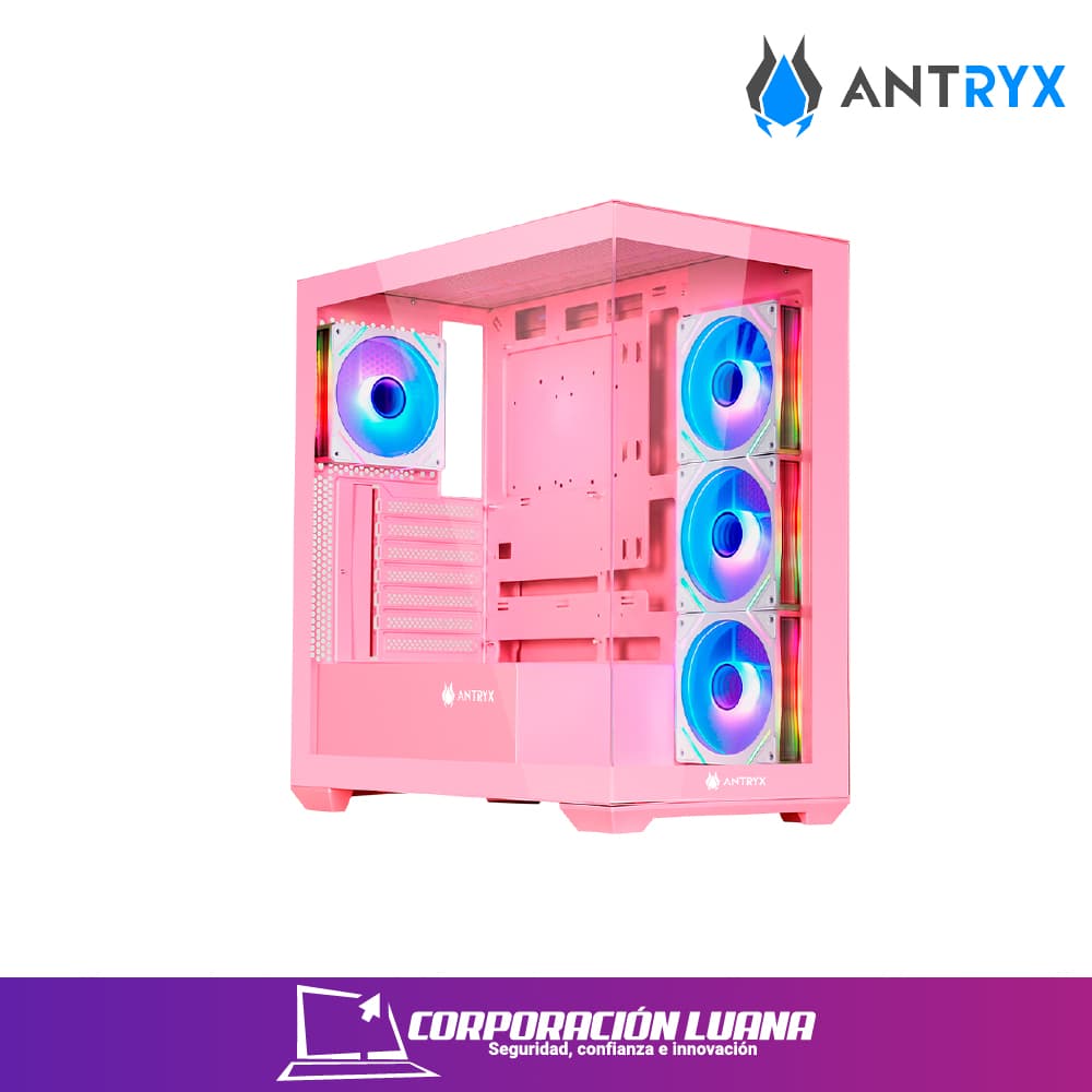 CASE ANTRYX FX 750 ( AC-FX750P ) S/FUENTE | ROSA | FAN X4 ARGB | USB TIPO C