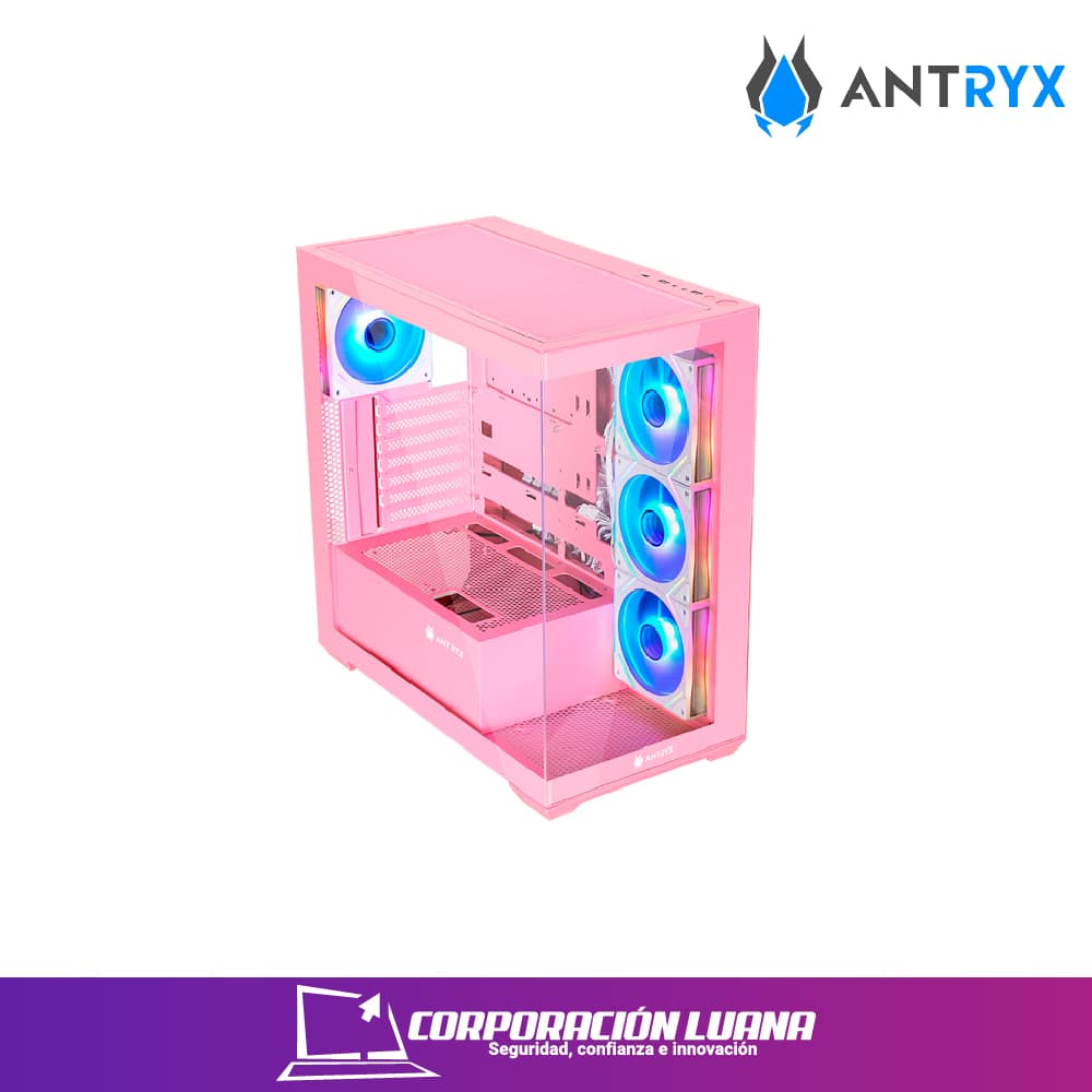 CASE ANTRYX FX 750 ( AC-FX750P ) S/FUENTE | ROSA | FAN X4 ARGB | USB TIPO C