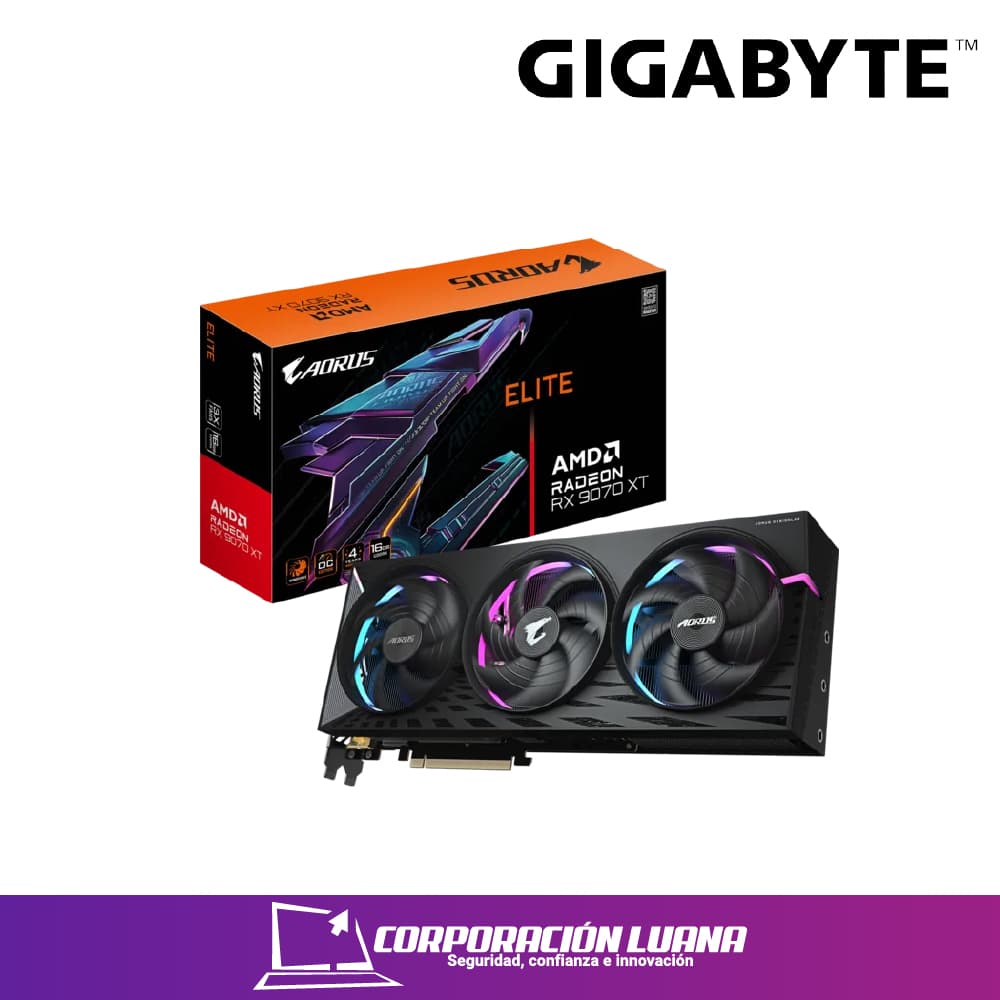 TARJETA DE VIDEO GIGABYTE RX 9070 XT ELITE ( GV-R9070XTAORUS E-16GD ) 16GB GDDR6 | 256 BIT | X3 FANES | X2 DP - X2 HDMI