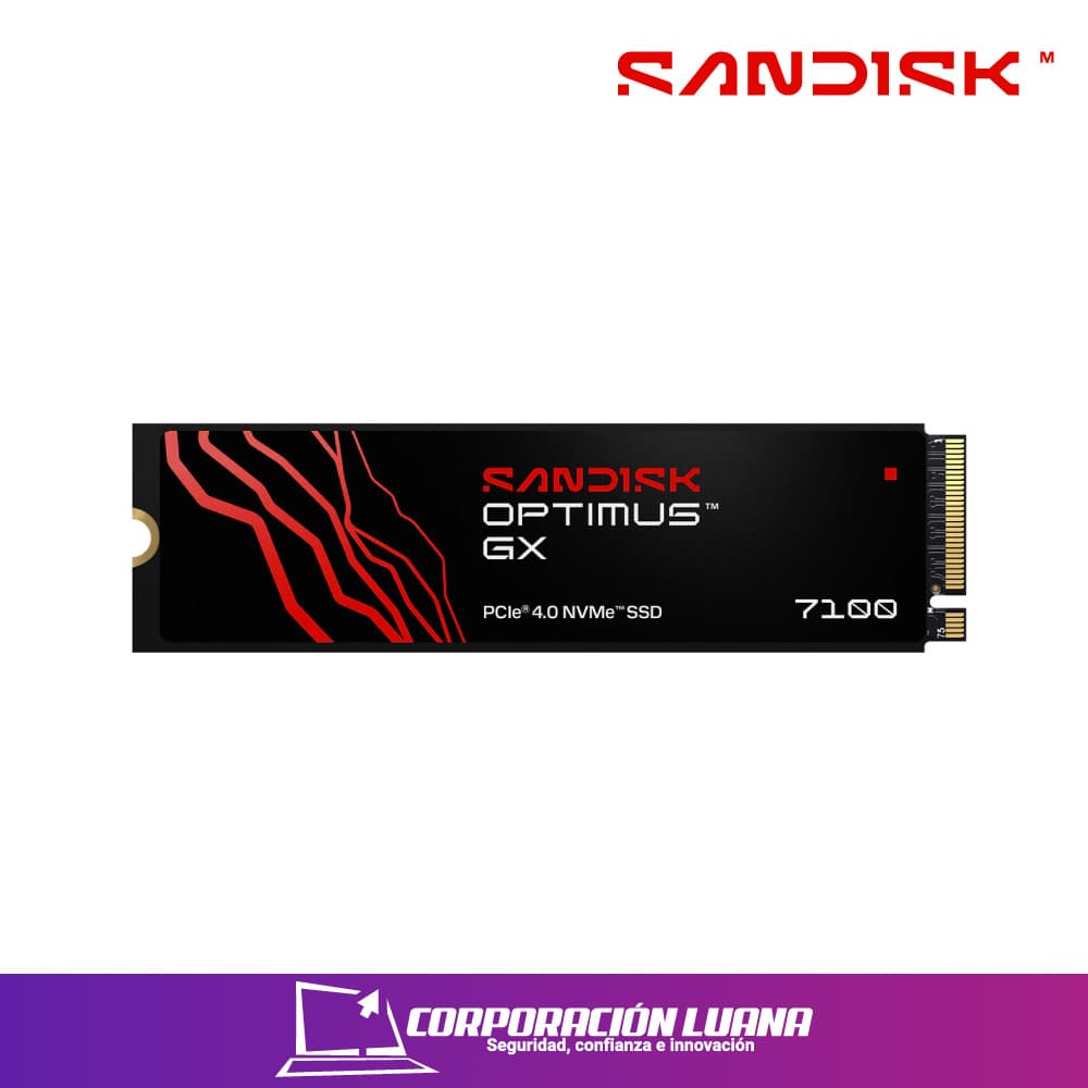 SSD SANDISK OPTIMUS GX 1TB 7100 ( SDSP71100TAN-000E0 ) NVME PCIE 4.0 | LECTURA 7250 MB/S - ESCRITURA 6900 MB/S | SIN DISIPADOR
