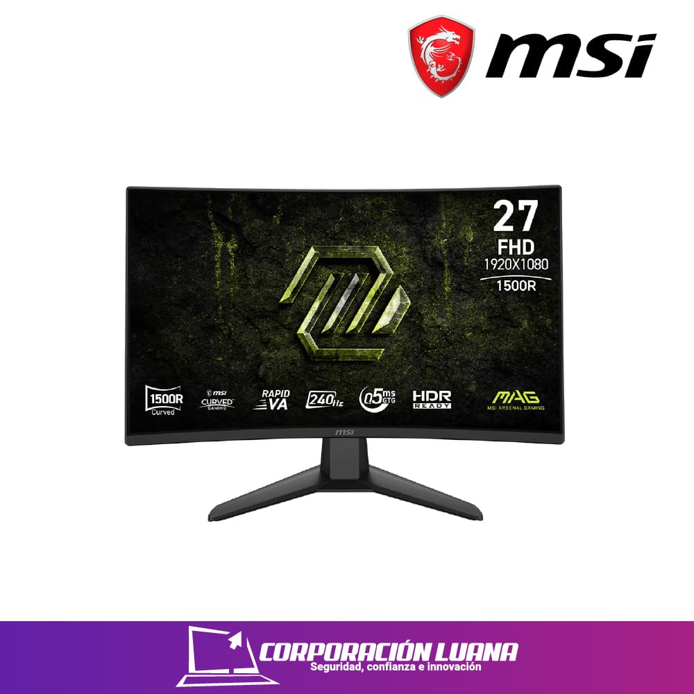 MONITOR CURVO MSI 27" MAG 274CF X24 FLAT ( MT023MSI60 ) VA | WQHD - 240HZ - 0.5 MS | HDR | X2 HDMI - DP