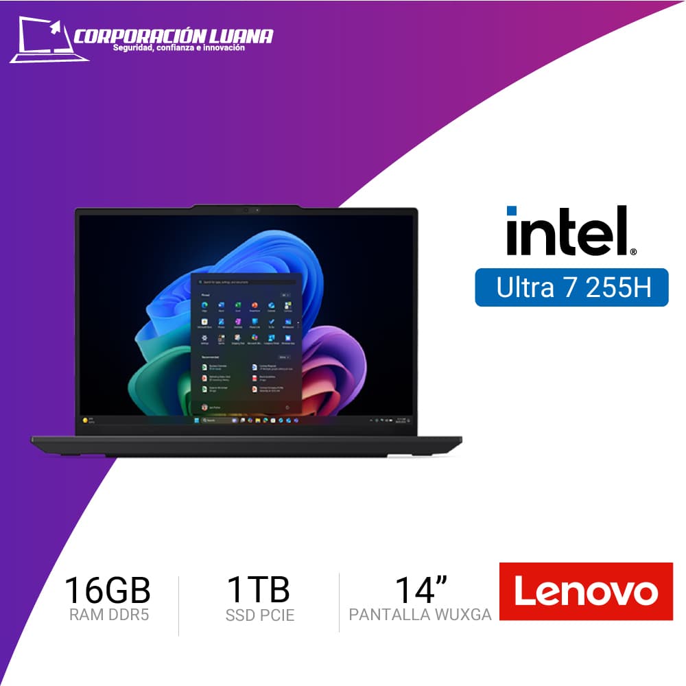 LAPTOP LENOVO THINKPAD E14 GEN 7 INTEL CORE ULTRA 7 255H ( 21SY000WLM ) RAM 16GB DDR5 | SSD 1TB | 14" WUXGA IPS | INTEGRADA | WINDOWS 11 PRO