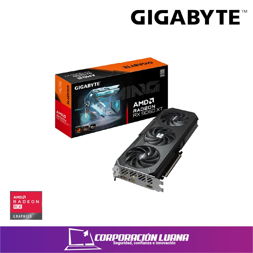 TARJETA DE VIDEO GIGABYTE RX 9060 XT ( GV-R9060XTGAMING OC-8GD ) 8GB - GDDR6 | X3 FANES | 128 BIT | X2 DP - HDMI