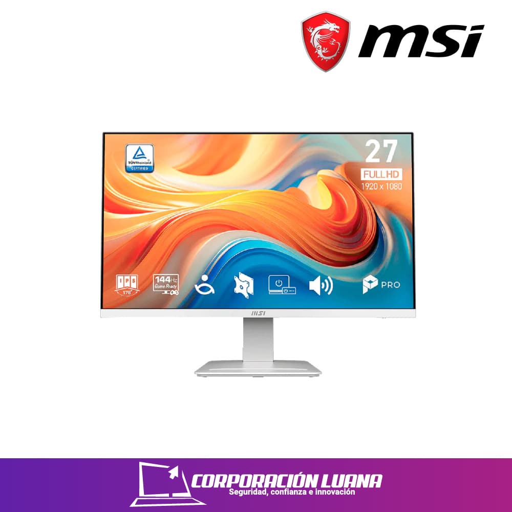 MONITOR MSI PRO 27" ( MP273W E14A ) BLANCO | IPS | FHD - 144HZ - 1MS | DP - HDMI - VGA